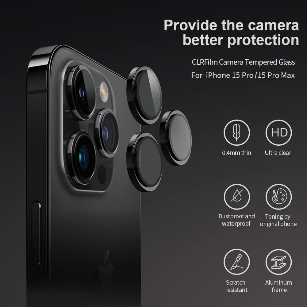 Защитное стекло NILLKIN для камеры Apple iPhone 15 Pro 6.1 (2023), iPhone 15 Pro Max 6.7 (2023) (серия CLRFilm)